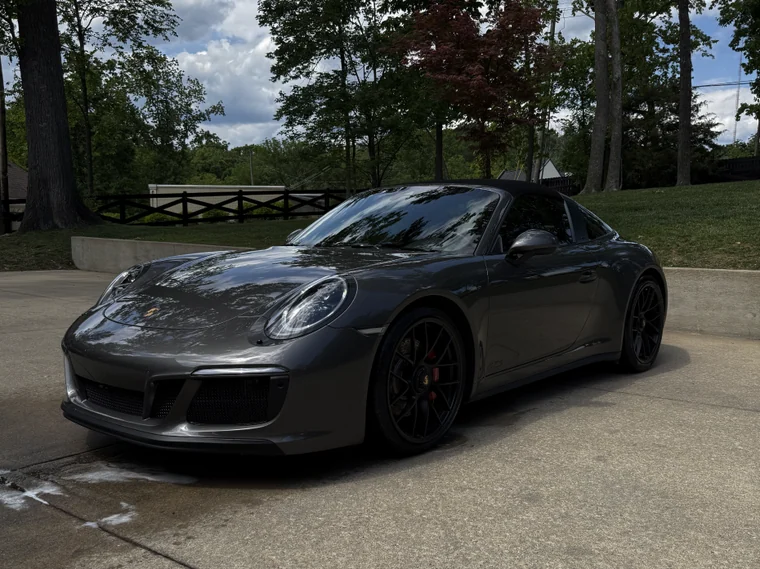 Dark grey Porsche 911 Targa GTS after exterior detailing